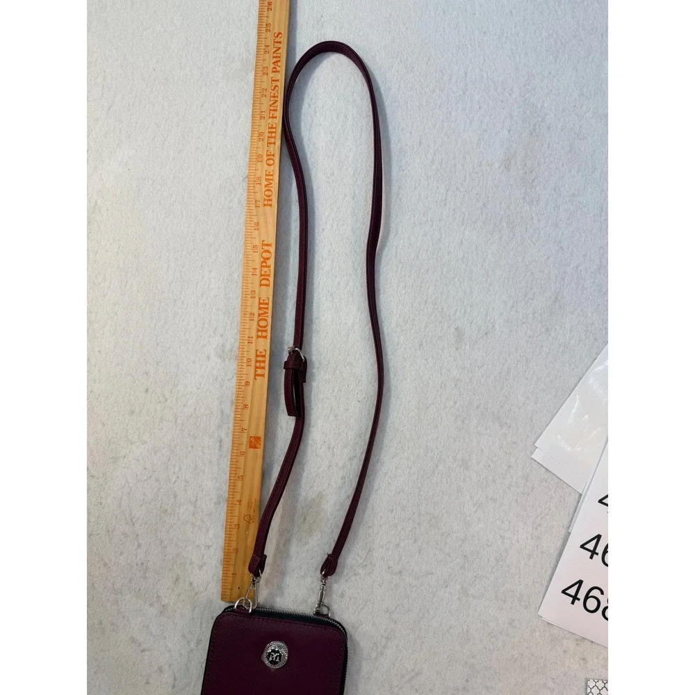 Magnolia and Vine Burgundy Vegan Leather Crossbody Wallet Bag Adjustable Strap
